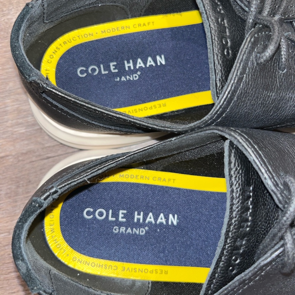 Men’s Cole Haan Grand+ Plain Toe Black Leather Oxford Shoe Size 13 Cushion Sole - Picture 15 of 16